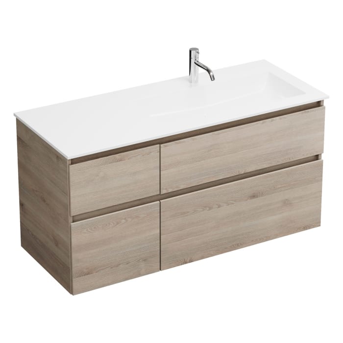 burgbad Lin20 Waschtischunterschrank mit Mineralguss-Waschtisch 122 cm, 4 Auszüge, rechts