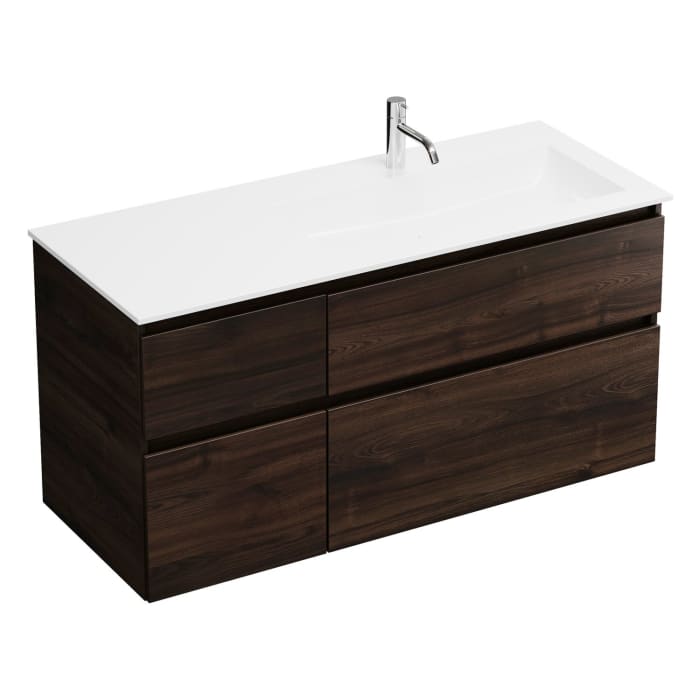 burgbad Lin20 Waschtischunterschrank mit Mineralguss-Waschtisch 122 cm, 4 Auszüge, rechts