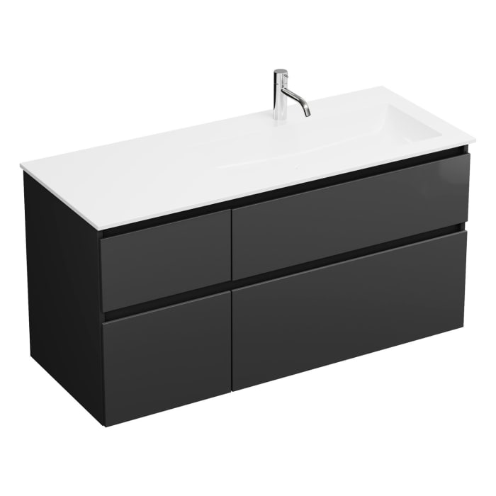 burgbad Lin20 Waschtischunterschrank mit Mineralguss-Waschtisch 122 cm, 4 Auszüge, rechts