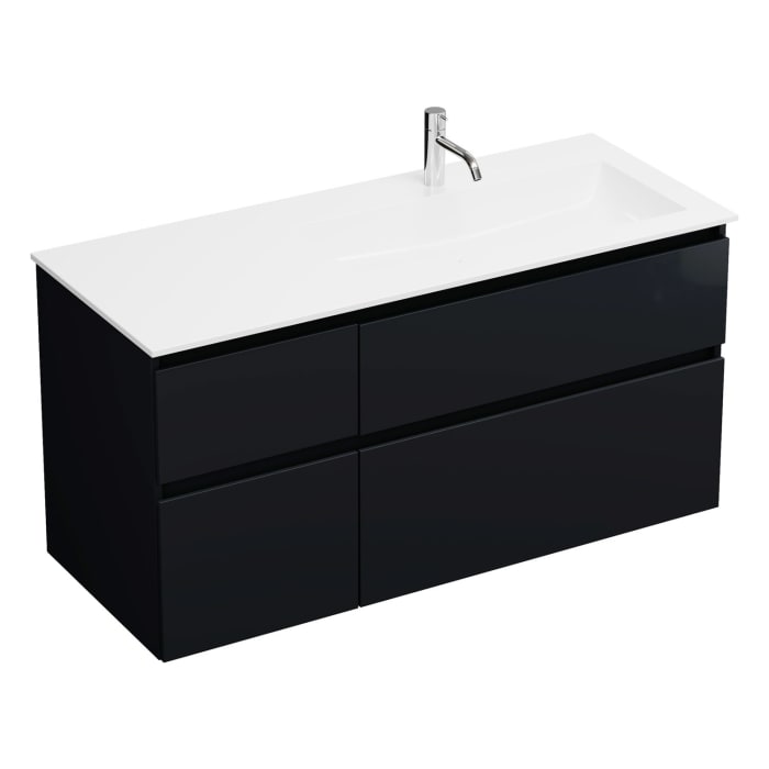 burgbad Lin20 Waschtischunterschrank mit Mineralguss-Waschtisch 122 cm, 4 Auszüge, rechts