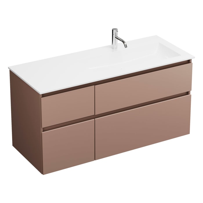 burgbad Lin20 Waschtischunterschrank mit Mineralguss-Waschtisch 122 cm, 4 Auszüge, rechts