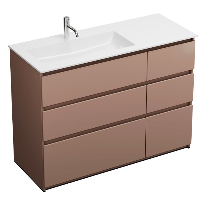 burgbad Lin20 Waschtischunterschrank mit Mineralguss-Waschtisch 122 cm, 6 Auszüge, links