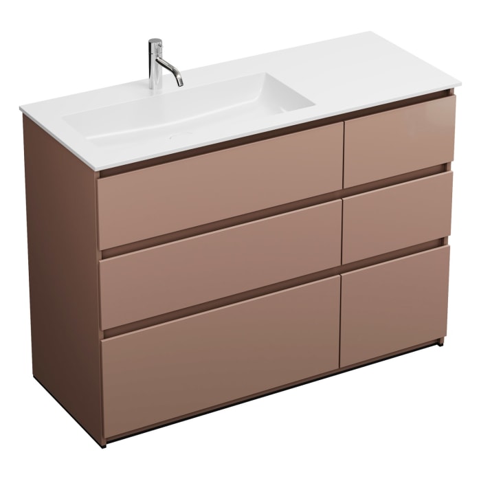 burgbad Lin20 Waschtischunterschrank mit Mineralguss-Waschtisch 122 cm, 6 Auszüge, links