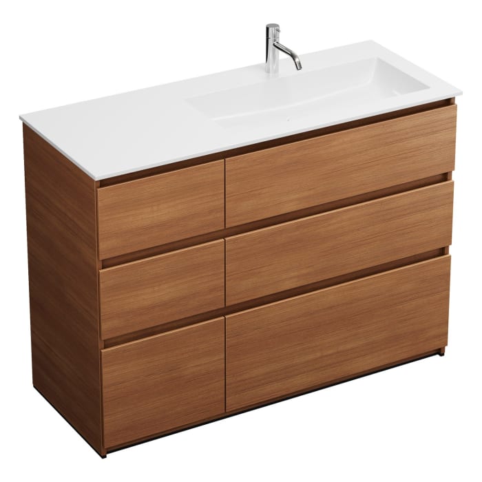 burgbad Lin20 Waschtischunterschrank mit Mineralguss-Waschtisch 122 cm, 6 Auszüge, rechts