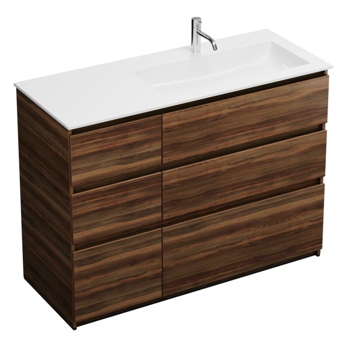 burgbad Lin20 Waschtischunterschrank mit Mineralguss-Waschtisch 122 cm, 6 Auszüge, rechts