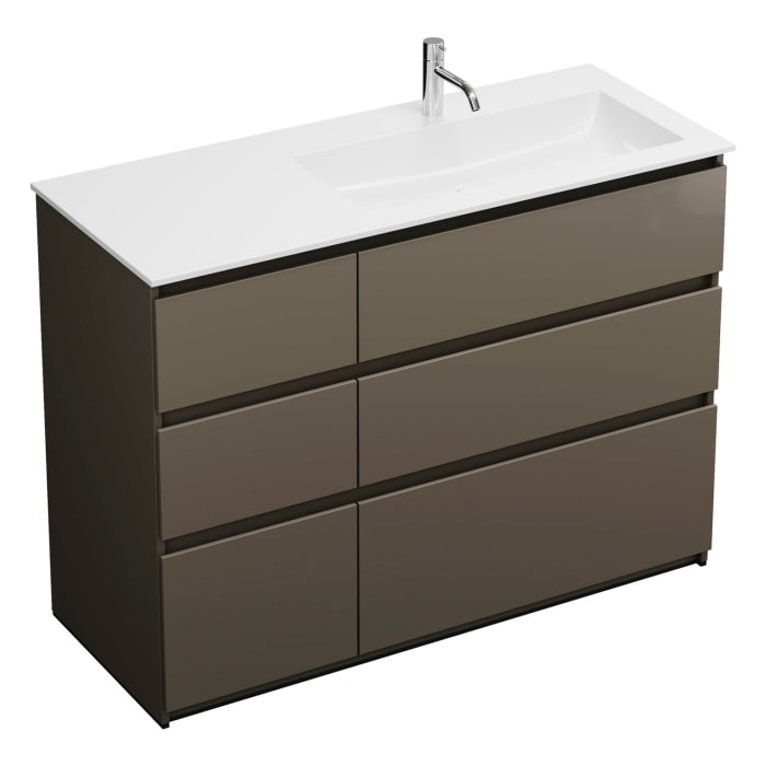 burgbad Lin20 Waschtischunterschrank mit Mineralguss-Waschtisch 122 cm, 6 Auszüge, rechts