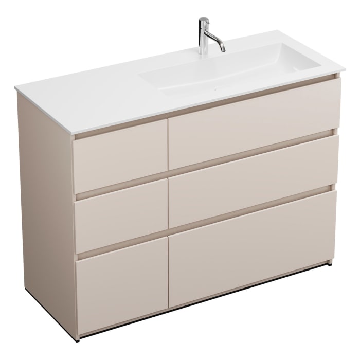 burgbad Lin20 Waschtischunterschrank mit Mineralguss-Waschtisch 122 cm, 6 Auszüge, rechts