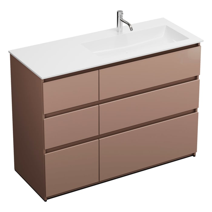 burgbad Lin20 Waschtischunterschrank mit Mineralguss-Waschtisch 122 cm, 6 Auszüge, rechts