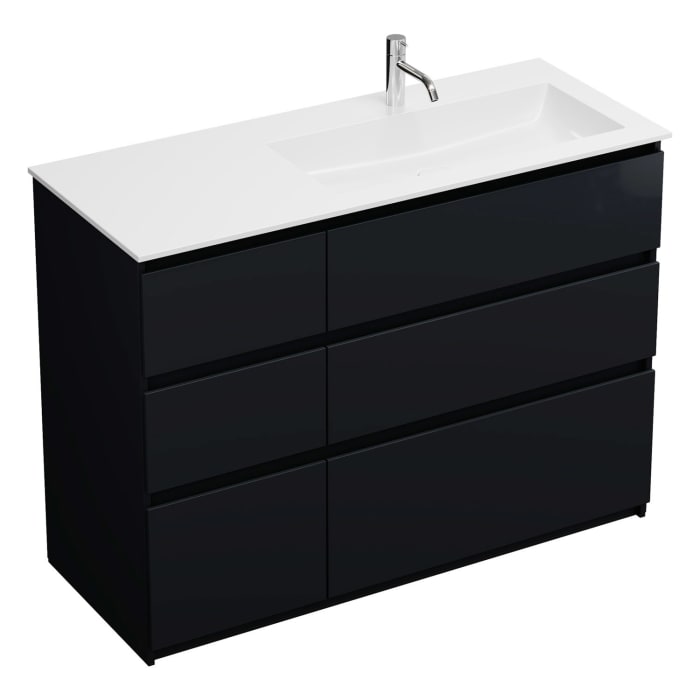 burgbad Lin20 Waschtischunterschrank mit Mineralguss-Waschtisch 122 cm, 6 Auszüge, rechts