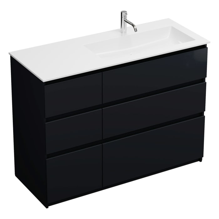 burgbad Lin20 Waschtischunterschrank mit Mineralguss-Waschtisch 122 cm, 6 Auszüge, rechts