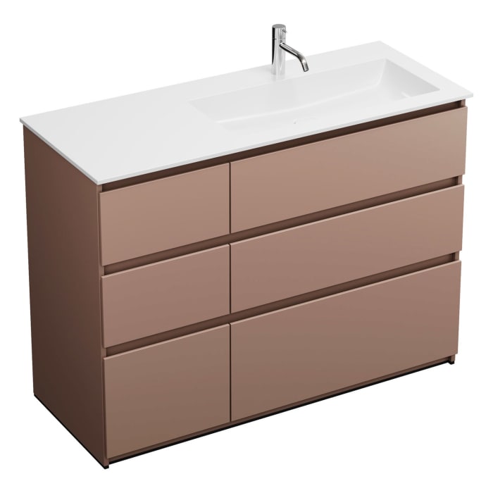 burgbad Lin20 Waschtischunterschrank mit Mineralguss-Waschtisch 122 cm, 6 Auszüge, rechts