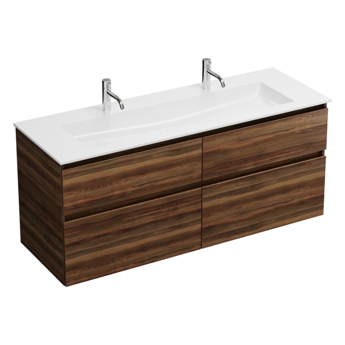 burgbad Lin20 Waschtischunterschrank mit Mineralguss-Waschtisch 142 cm, 4 Auszüge