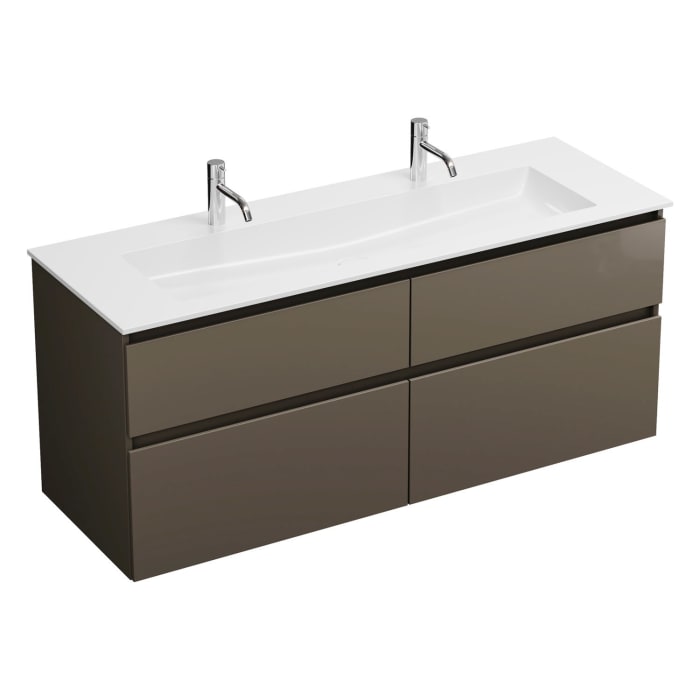 burgbad Lin20 Waschtischunterschrank mit Mineralguss-Waschtisch 142 cm, 4 Auszüge