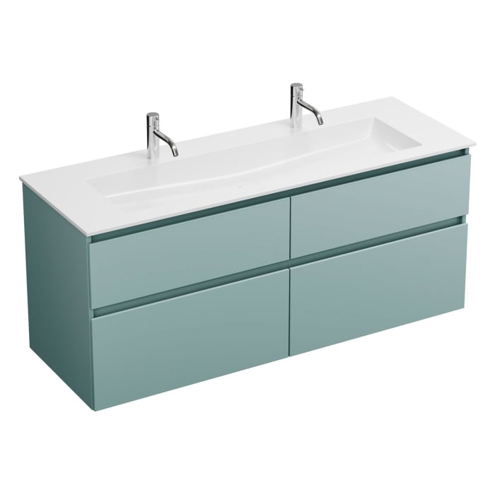 burgbad Lin20 Waschtischunterschrank mit Mineralguss-Waschtisch 142 cm, 4 Auszüge