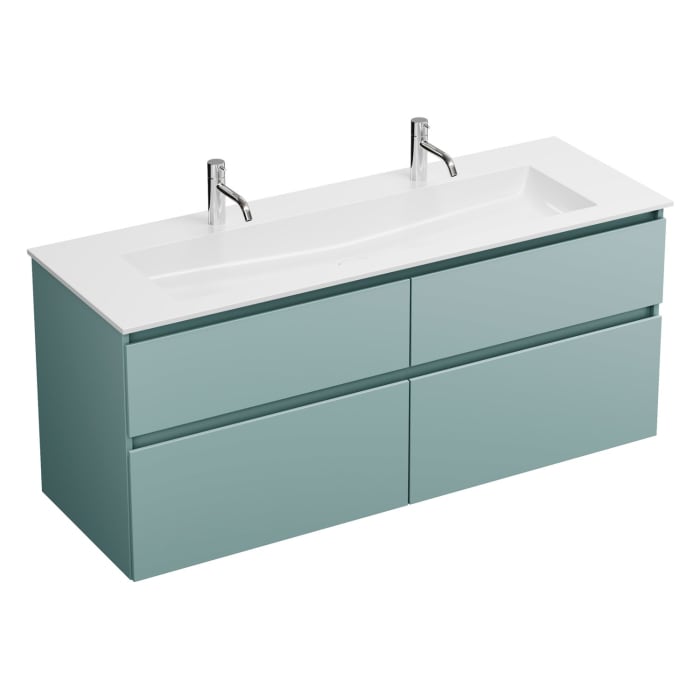 burgbad Lin20 Waschtischunterschrank mit Mineralguss-Waschtisch 142 cm, 4 Auszüge