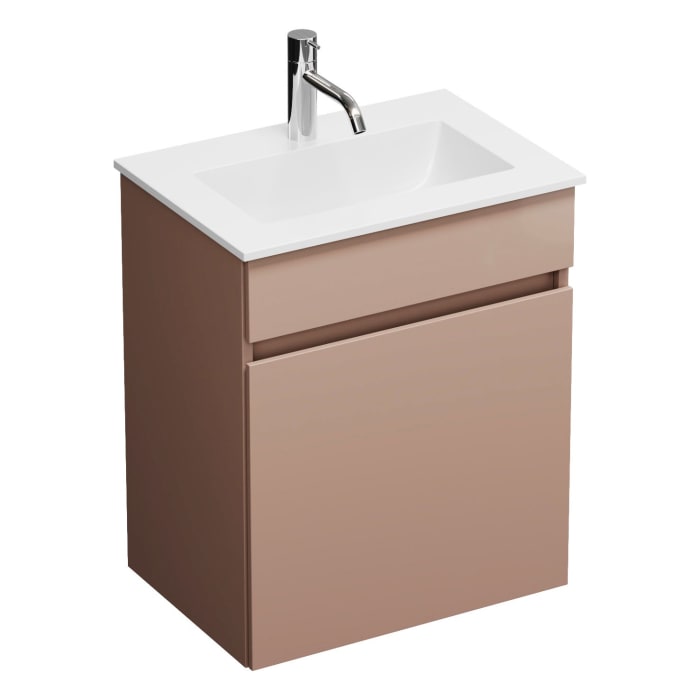 burgbad Lin20 Waschtischunterschrank mit Mineralguss-Waschtisch 52 cm, 1 Auszug