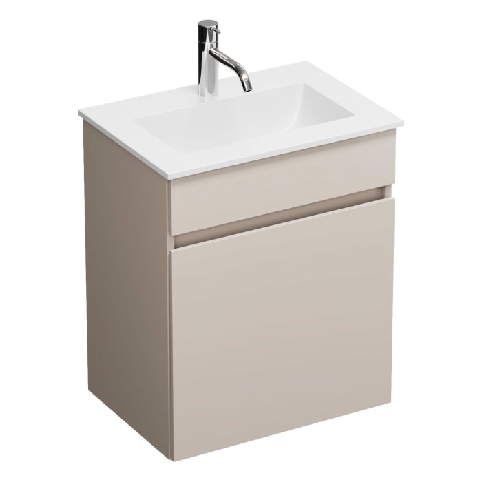 burgbad Lin20 Waschtischunterschrank mit Mineralguss-Waschtisch 52 cm, 1 Auszug