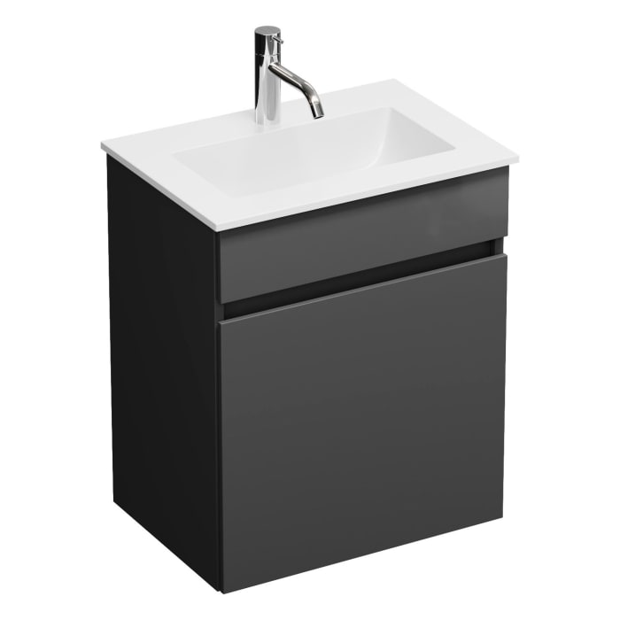 burgbad Lin20 Waschtischunterschrank mit Mineralguss-Waschtisch 52 cm, 1 Auszug