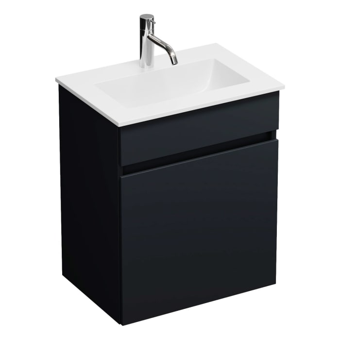 burgbad Lin20 Waschtischunterschrank mit Mineralguss-Waschtisch 52 cm, 1 Auszug