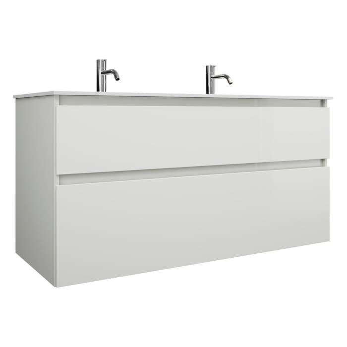 burgbad Lin20 Waschtischunterschrank mit Mineralguss-Waschtisch 122 cm, 2 Auszüge