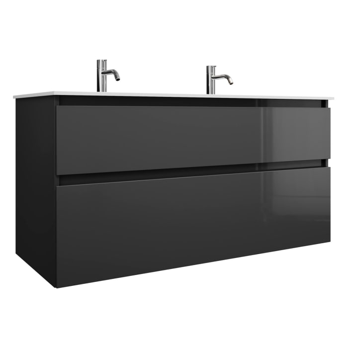 burgbad Lin20 Waschtischunterschrank mit Mineralguss-Waschtisch 122 cm, 2 Auszüge