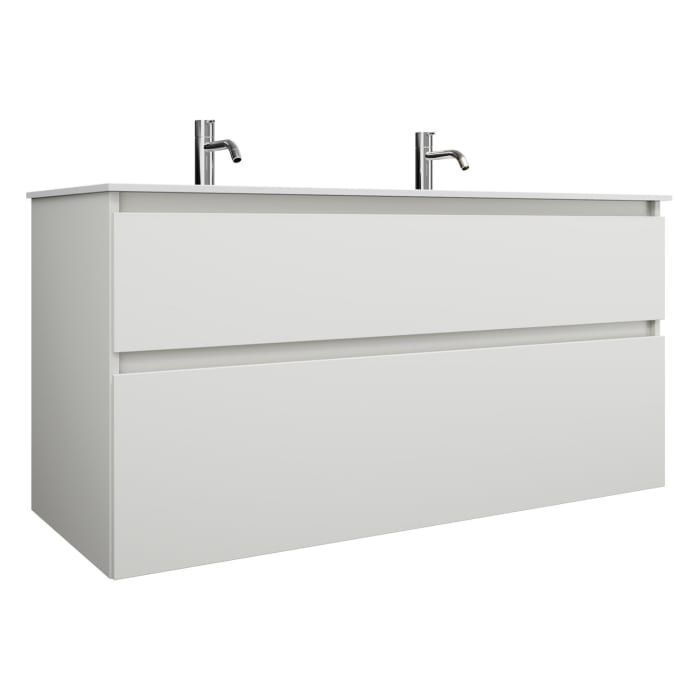 burgbad Lin20 Waschtischunterschrank mit Mineralguss-Waschtisch 122 cm, 2 Auszüge