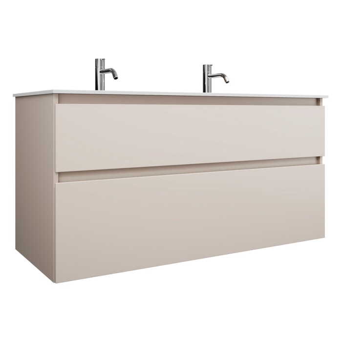 burgbad Lin20 Waschtischunterschrank mit Mineralguss-Waschtisch 122 cm, 2 Auszüge