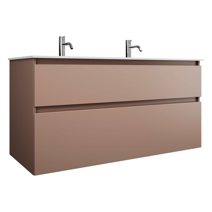 burgbad Lin20 Waschtischunterschrank mit Mineralguss-Waschtisch 122 cm, 2 Auszüge