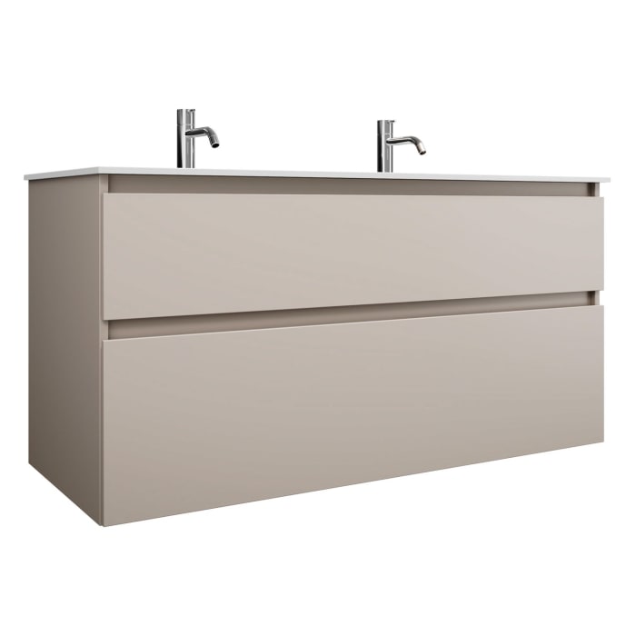 burgbad Lin20 Waschtischunterschrank mit Mineralguss-Waschtisch 122 cm, 2 Auszüge