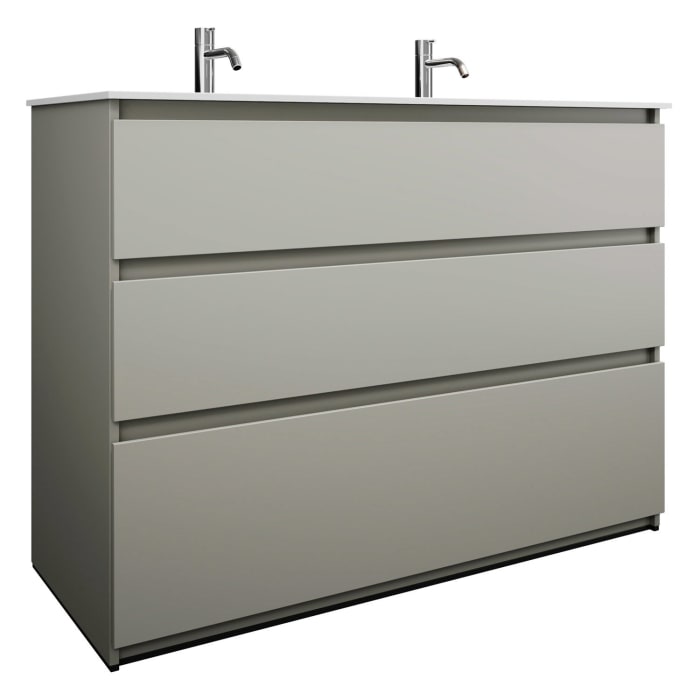 burgbad Lin20 Waschtischunterschrank mit Mineralguss-Waschtisch 122 cm, 3 Auszüge