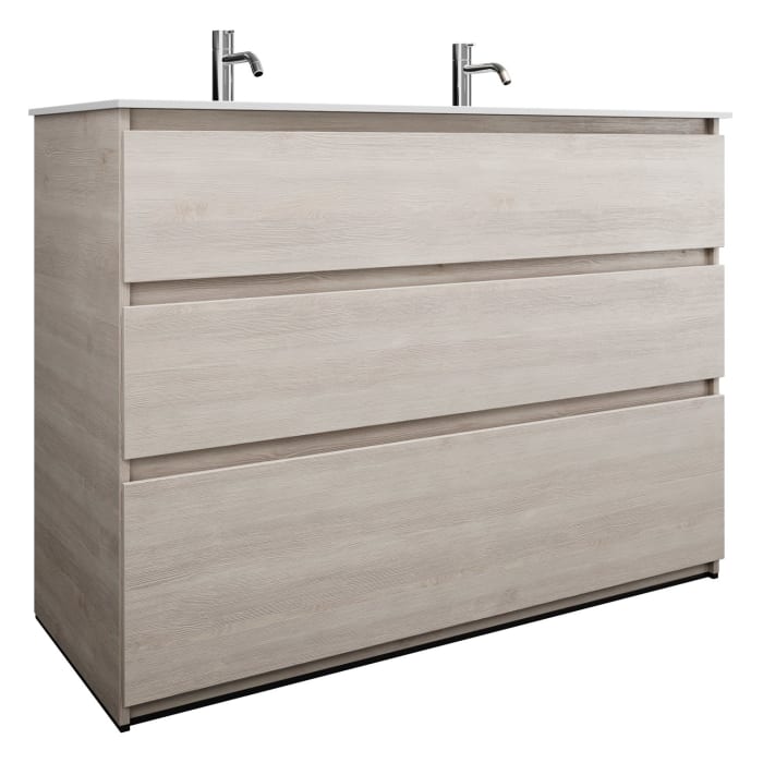 burgbad Lin20 Waschtischunterschrank mit Mineralguss-Waschtisch 122 cm, 3 Auszüge