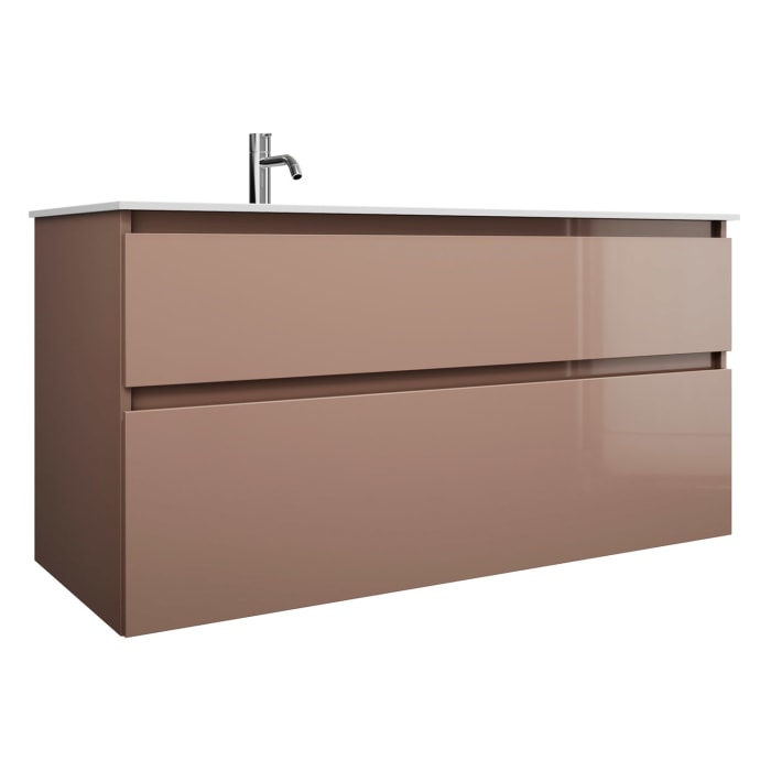 burgbad Lin20 Waschtischunterschrank mit Mineralguss-Waschtisch 122 cm, 2 Auszüge, links