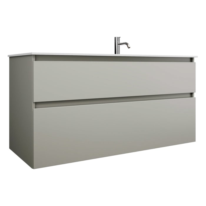 burgbad Lin20 Waschtischunterschrank mit Mineralguss-Waschtisch 122 cm, 2 Auszüge, rechts