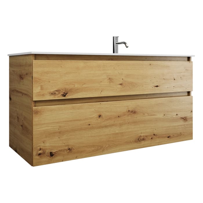 burgbad Lin20 Waschtischunterschrank mit Mineralguss-Waschtisch 122 cm, 2 Auszüge, rechts