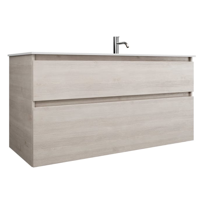 burgbad Lin20 Waschtischunterschrank mit Mineralguss-Waschtisch 122 cm, 2 Auszüge, rechts