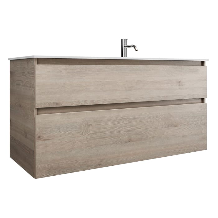 burgbad Lin20 Waschtischunterschrank mit Mineralguss-Waschtisch 122 cm, 2 Auszüge, rechts