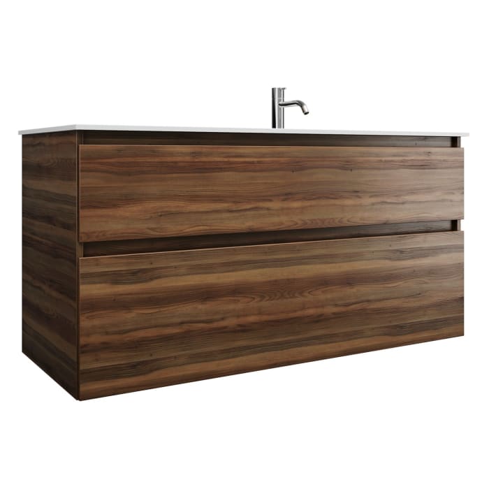 burgbad Lin20 Waschtischunterschrank mit Mineralguss-Waschtisch 122 cm, 2 Auszüge, rechts