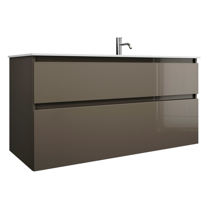 burgbad Lin20 Waschtischunterschrank mit Mineralguss-Waschtisch 122 cm, 2 Auszüge, rechts