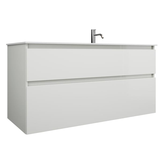 burgbad Lin20 Waschtischunterschrank mit Mineralguss-Waschtisch 122 cm, 2 Auszüge, rechts