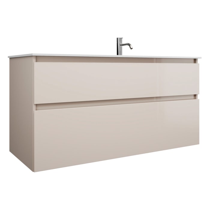 burgbad Lin20 Waschtischunterschrank mit Mineralguss-Waschtisch 122 cm, 2 Auszüge, rechts