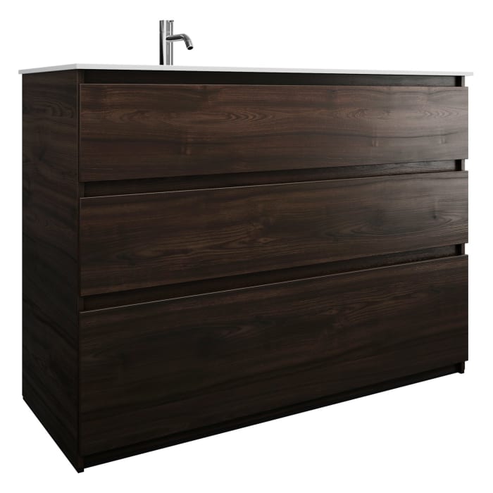 burgbad Lin20 Waschtischunterschrank mit Mineralguss-Waschtisch 122 cm, 3 Auszüge, links