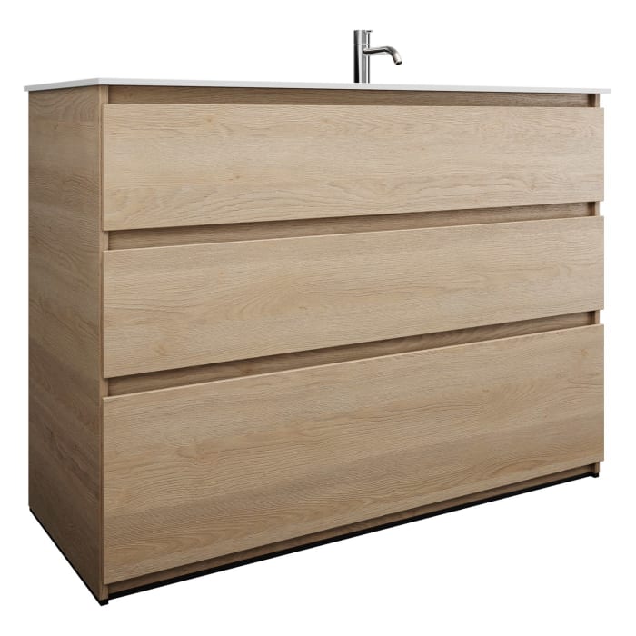 burgbad Lin20 Waschtischunterschrank mit Mineralguss-Waschtisch 122 cm, 3 Auszüge, rechts