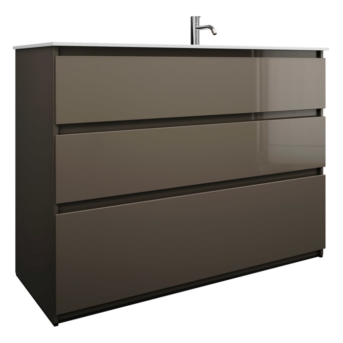 burgbad Lin20 Waschtischunterschrank mit Mineralguss-Waschtisch 122 cm, 3 Auszüge, rechts