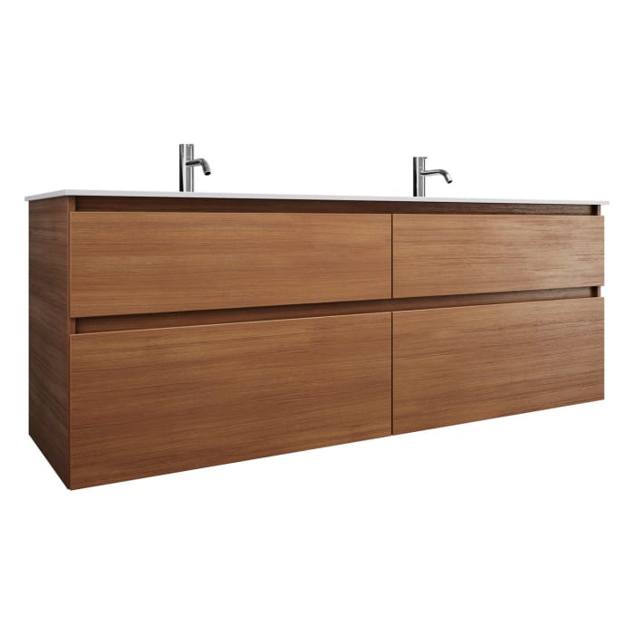 burgbad Lin20 Waschtischunterschrank mit Mineralguss-Doppelwaschtisch 162 cm, 4 Auszüge, links und rechts