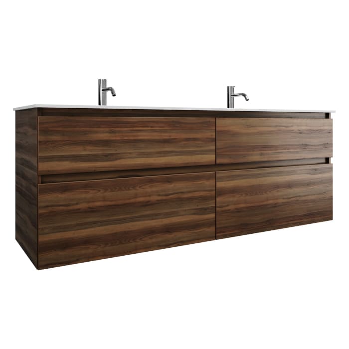 burgbad Lin20 Waschtischunterschrank mit Mineralguss-Doppelwaschtisch 162 cm, 4 Auszüge, links und rechts