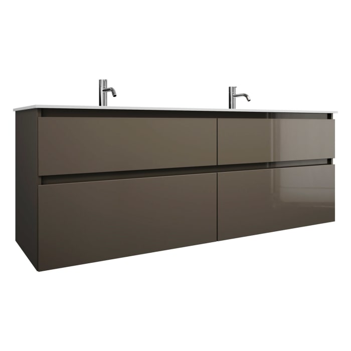 burgbad Lin20 Waschtischunterschrank mit Mineralguss-Doppelwaschtisch 162 cm, 4 Auszüge, links und rechts