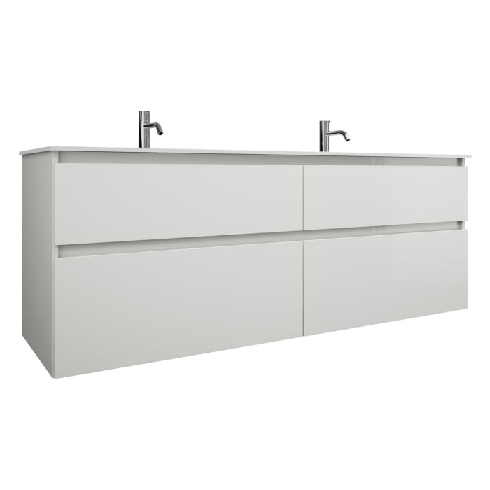 burgbad Lin20 Waschtischunterschrank mit Mineralguss-Doppelwaschtisch 162 cm, 4 Auszüge, links und rechts