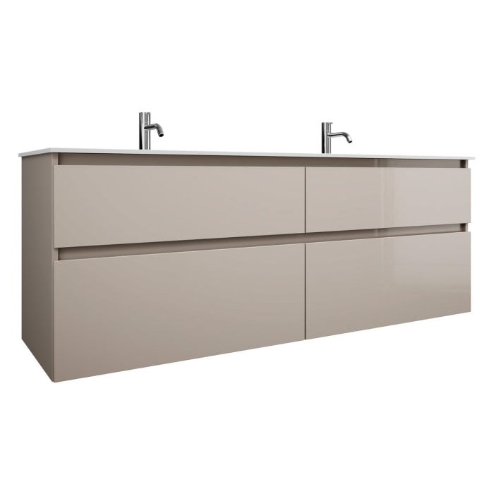 burgbad Lin20 Waschtischunterschrank mit Mineralguss-Doppelwaschtisch 162 cm, 4 Auszüge, links und rechts