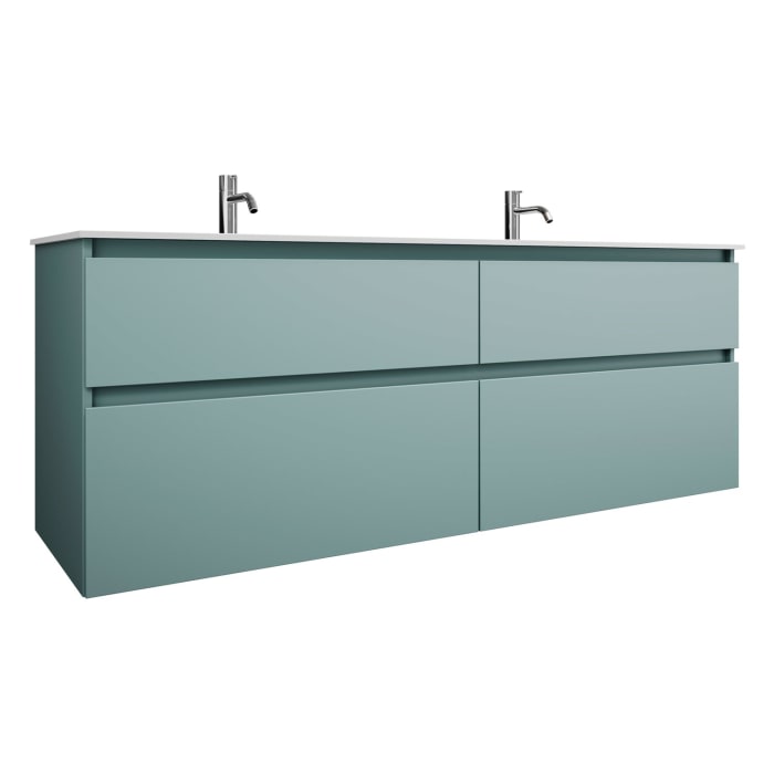 burgbad Lin20 Waschtischunterschrank mit Mineralguss-Doppelwaschtisch 162 cm, 4 Auszüge, links und rechts