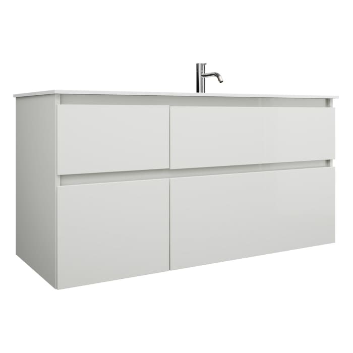 burgbad Lin20 Waschtischunterschrank mit Mineralguss-Waschtisch 122 cm, 4 Auszüge, rechts